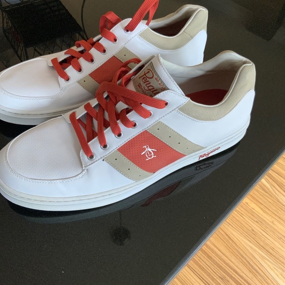 White leather sneakers “Penguin “ like new men’s size 13 - Picture 1 of 3